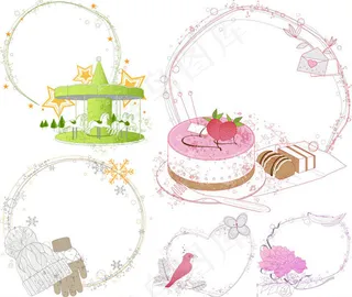 花朵手套与边框