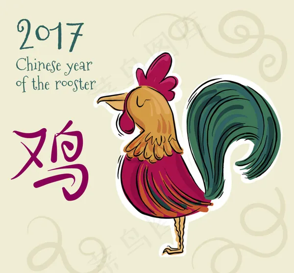 鸡年公鸡矢量ai矢量模版下载