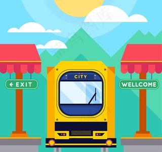 火车站站台矢量