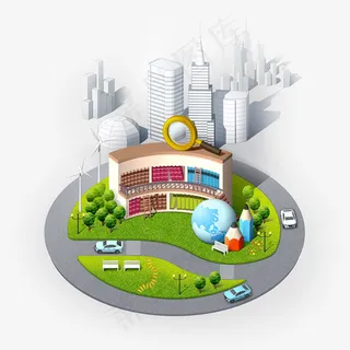 矢量图书馆建筑