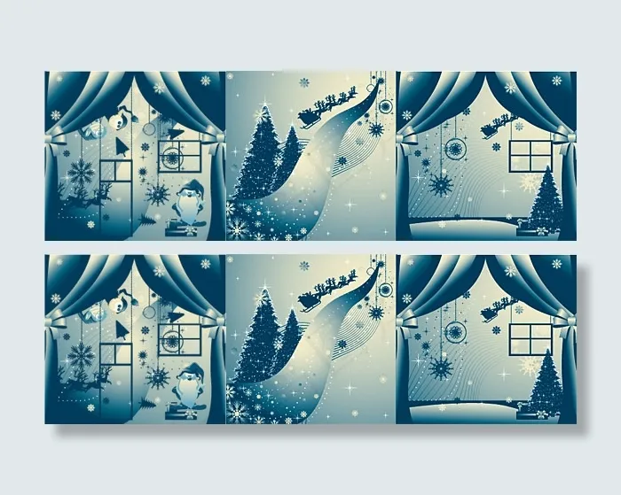 蓝色圣诞节插画eps,ai矢量模版下载