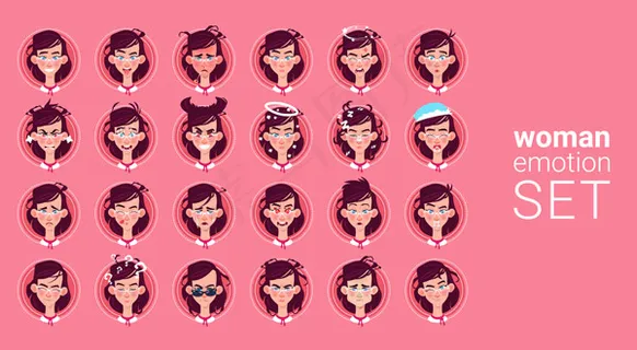 女性表情图标,免抠元素