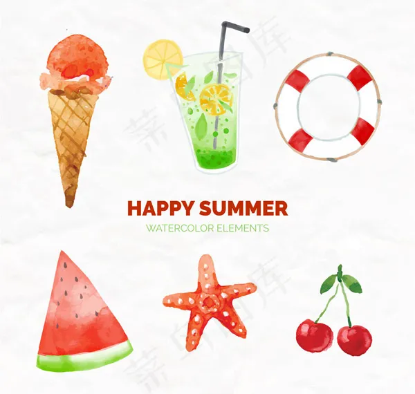 快乐夏季元素ai矢量模版下载