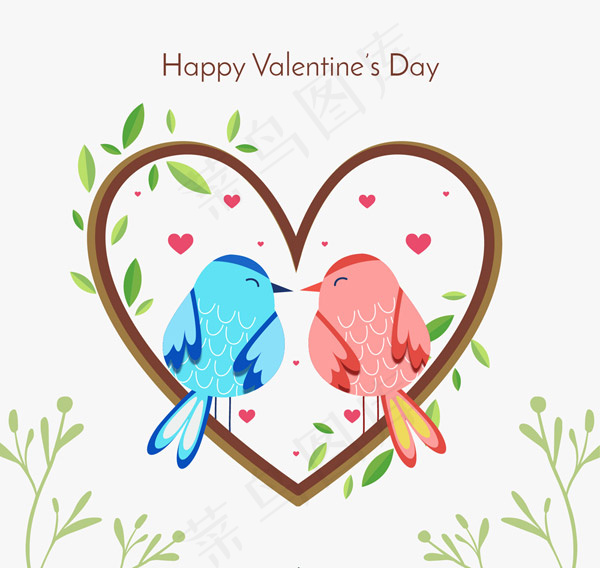 爱心情侣鸟矢量