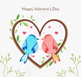 爱心情侣鸟矢量