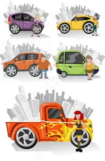 卡通人物与汽车 卡通人物与汽车