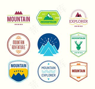 登山运动标签,免抠元素
