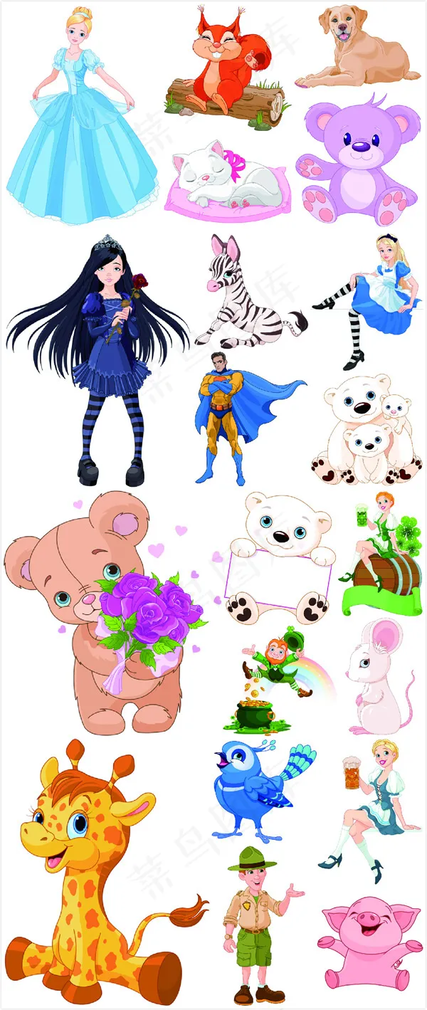 卡通人物动物,免抠元素eps,ai矢量模版下载