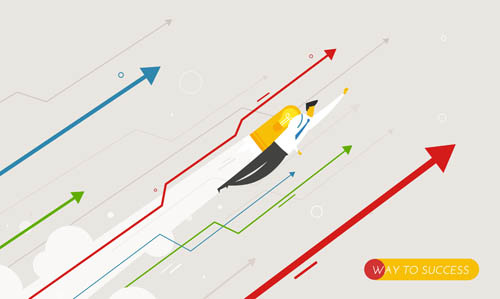 箭头与商务人物,背景元素