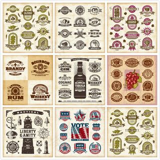 复古装饰标签,免抠元素