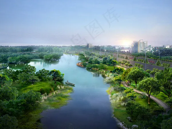 河边绿化景观图