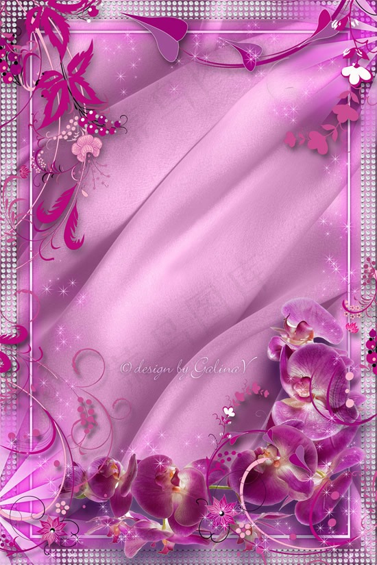 粉色花纹边框(3000X4500(DPI:300))psd模版下载