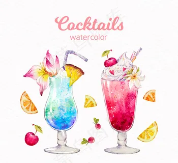 彩绘夏季鸡尾酒