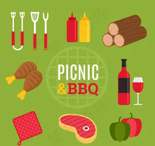 野餐烧烤元素