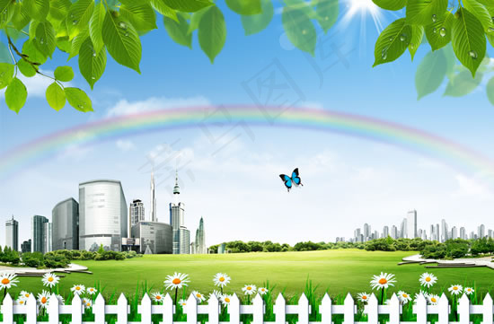 城市彩虹景观