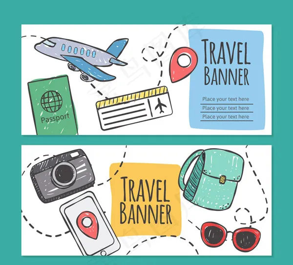 旅行元素bannerai矢量模版下载