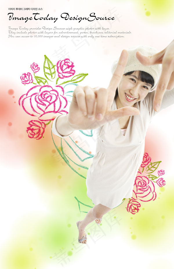 比划手势的美女(2600X4000(DPI:300))psd模版下载