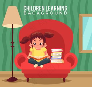 读书的女孩矢量