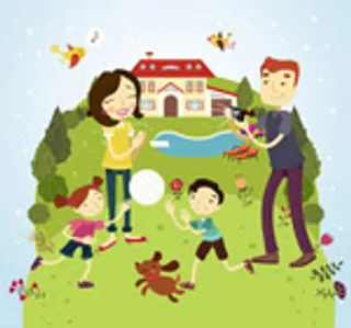 四口之家户外活动