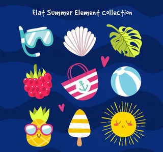 扁平化夏季元素