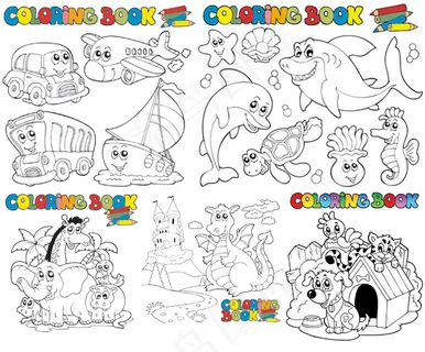 卡通动物简笔画,免抠元素