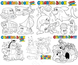 卡通动物简笔画,免抠元素