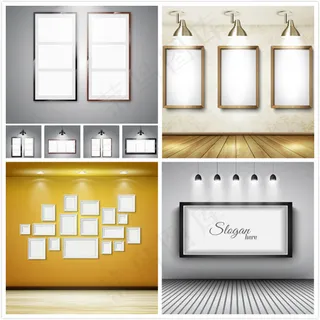 射灯与空白广告牌