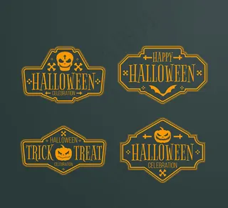橘色万圣节标签