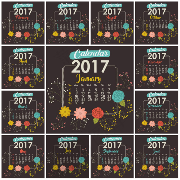 2017台历日历(369X369)eps,ai矢量模版下载