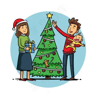 诞节三口之家
