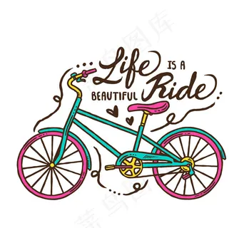拼色自行车矢量