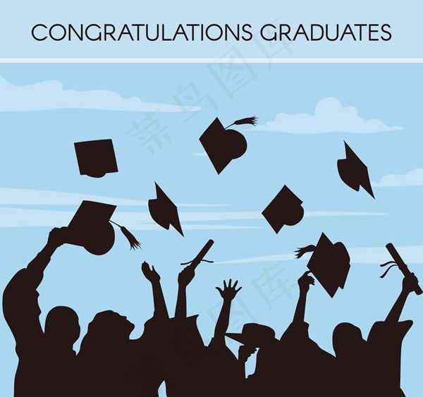 毕业欢呼人群剪影