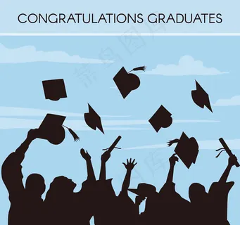 毕业欢呼人群剪影