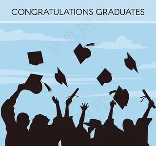 毕业欢呼人群剪影