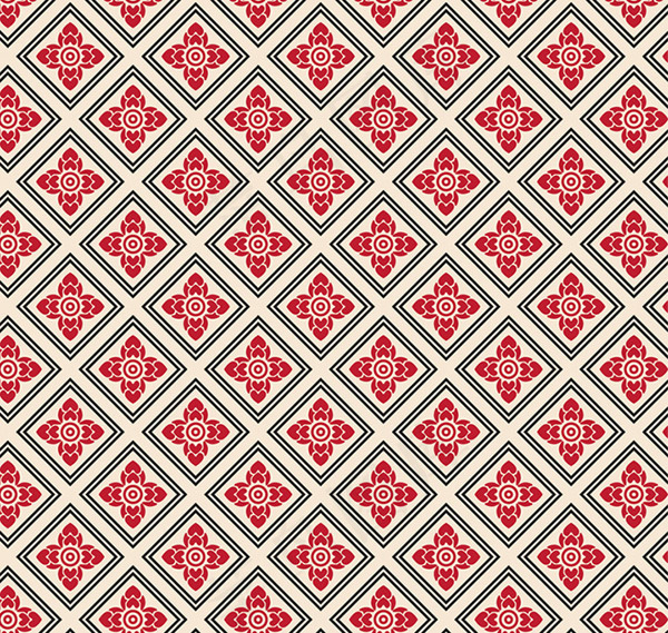 菱形格花卉背景