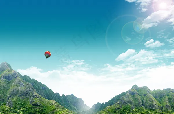 清新热气球美景(3500X2300(DPI:300))psd模版下载
