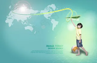 拿纸飞机的男孩