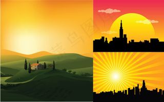 漂亮的黄昏矢量