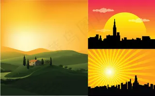 漂亮的黄昏矢量