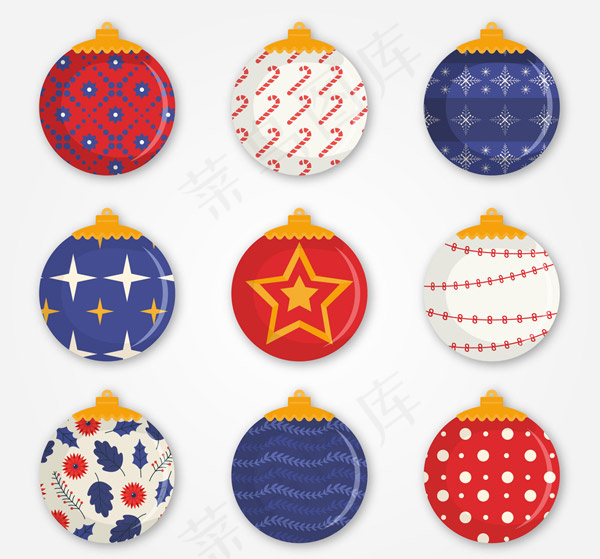 彩色质感圣诞吊球