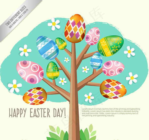 花纹彩蛋树矢量
