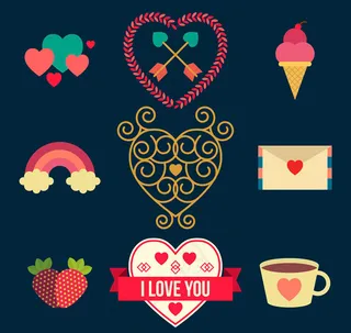 扁平化爱心元素