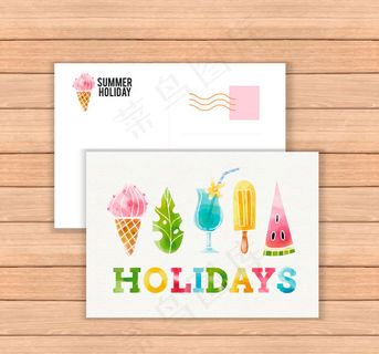 夏季元素明信片