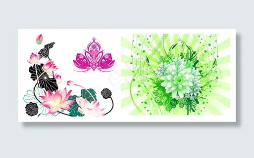 矢量荷花与莲花 矢量荷花与莲花