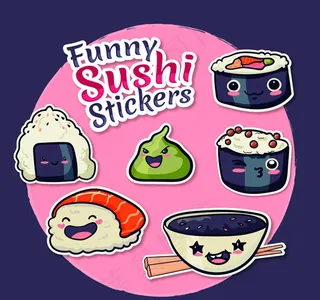 寿司贴纸矢量