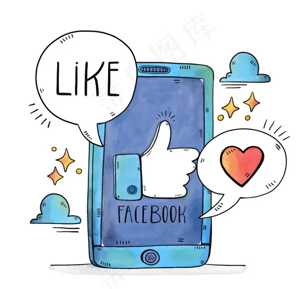手机脸书点赞插画ai矢量模版下载