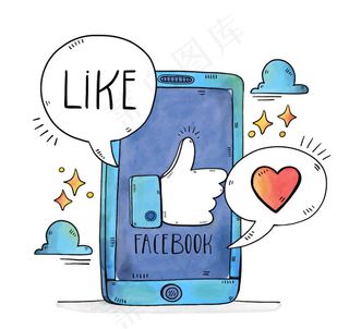 手机脸书点赞插画