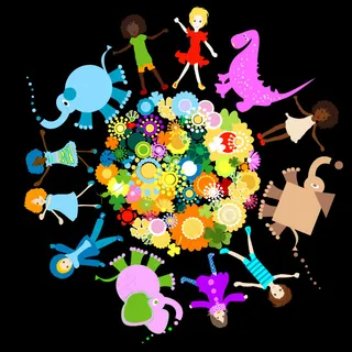 儿童动物花朵,免抠元素