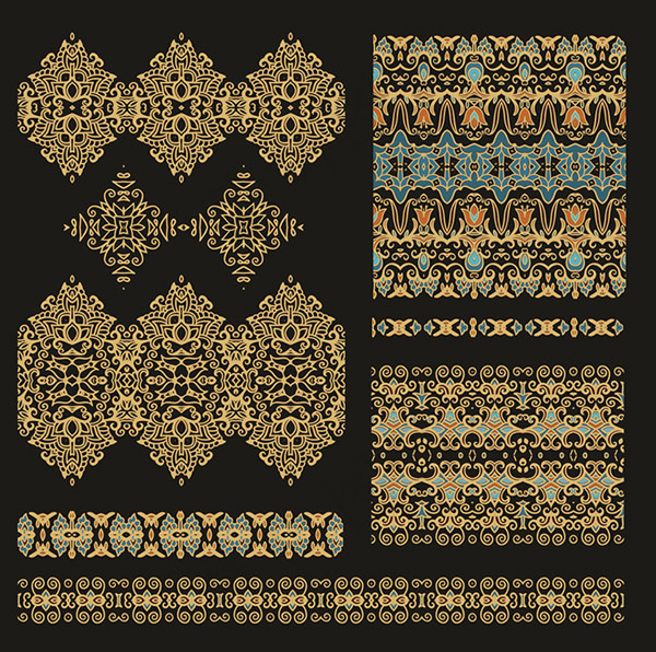 金色复古花纹eps,ai矢量模版下载