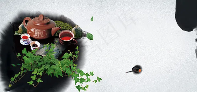水墨茶文化背景